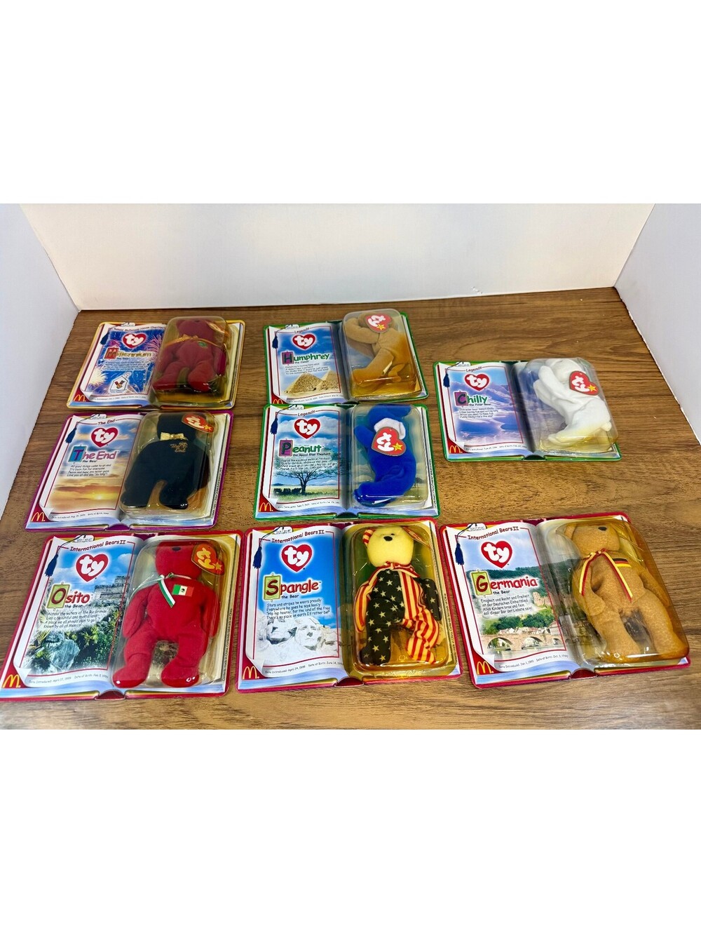 2000 McDonald's Ty Teenie Beanie Babies 8 Sealed Legends International Bears